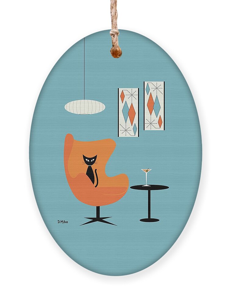 Cat Ornament featuring the digital art Turquoise Room by Donna Mibus