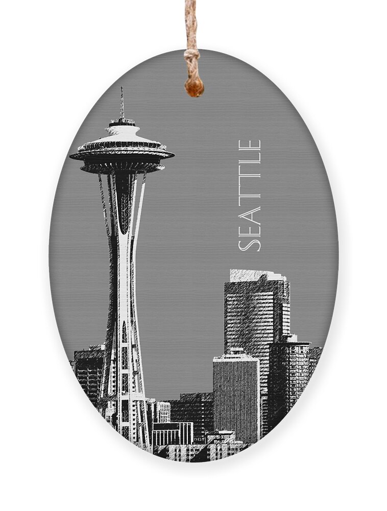 Architecture Ornament featuring the digital art Seattle Skyline Space Needle - Pewter by DB Artist