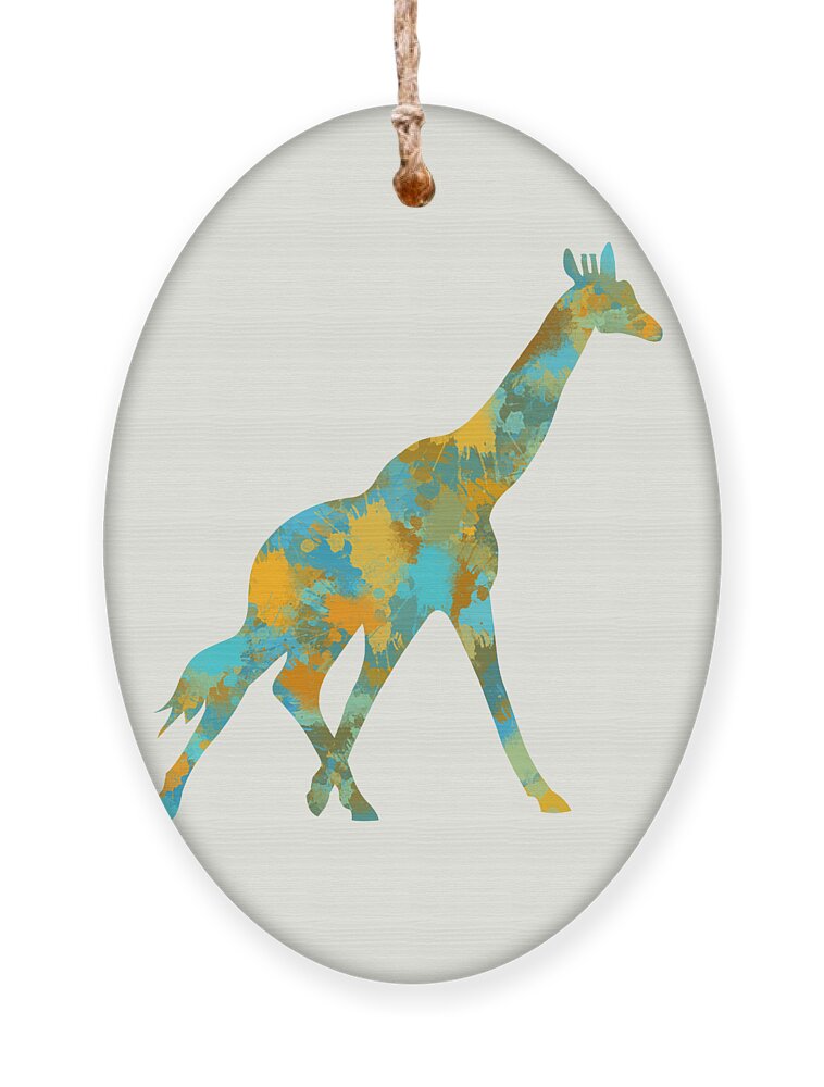 Giraffe Ornament featuring the mixed media Giraffe Watercolor Art by Christina Rollo
