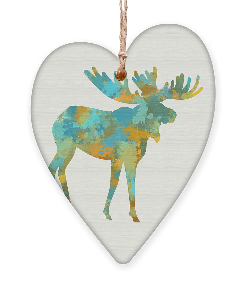 Moose Ornament featuring the mixed media Moose Watercolor Art by Christina Rollo