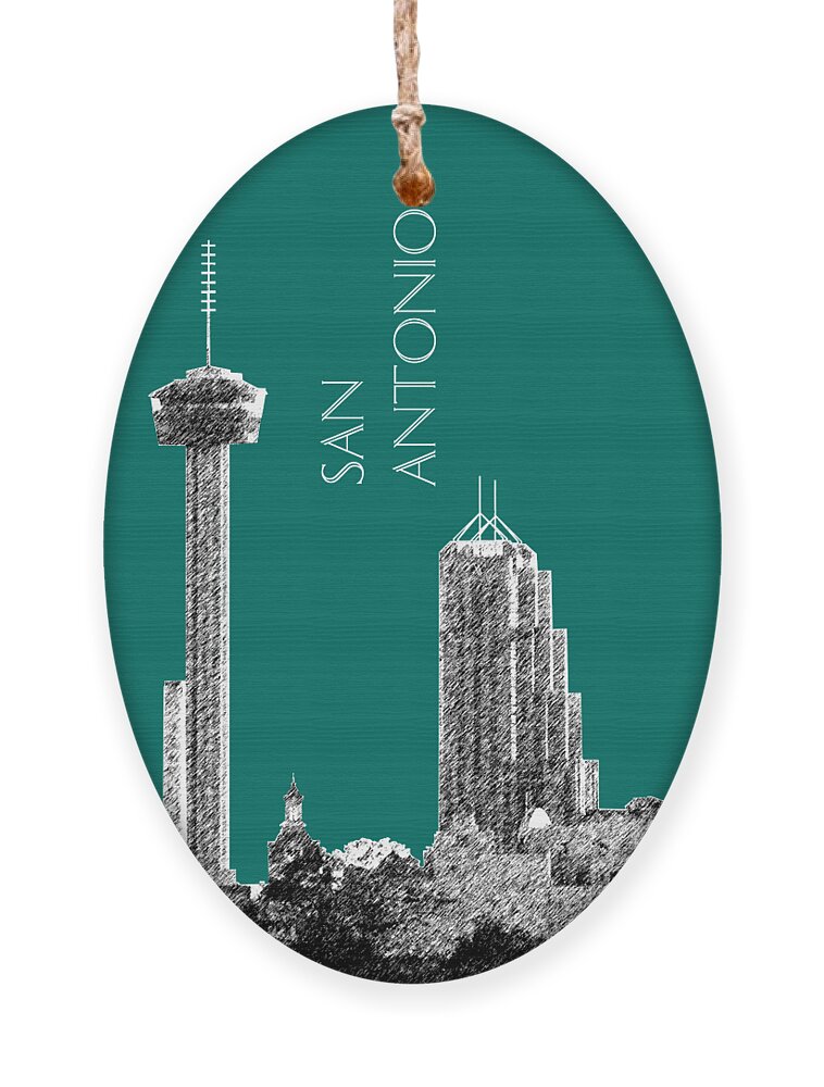 Architecture Ornament featuring the digital art San Antonio Skyline - Coral by DB Artist