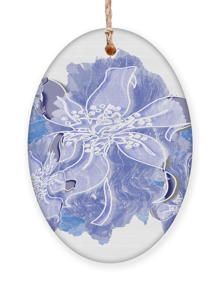 Very Peri Ornament featuring the digital art Very Peri Color of the Year 2022 Floral by Delynn Addams
