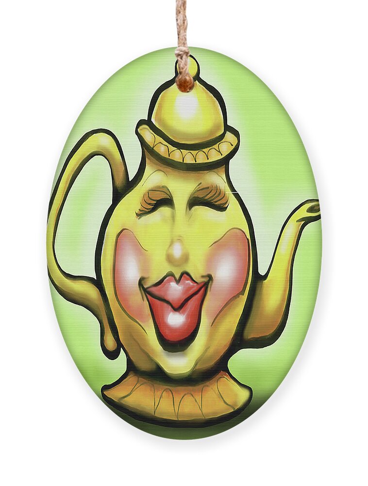 Tea Ornament featuring the digital art Teapot by Kevin Middleton