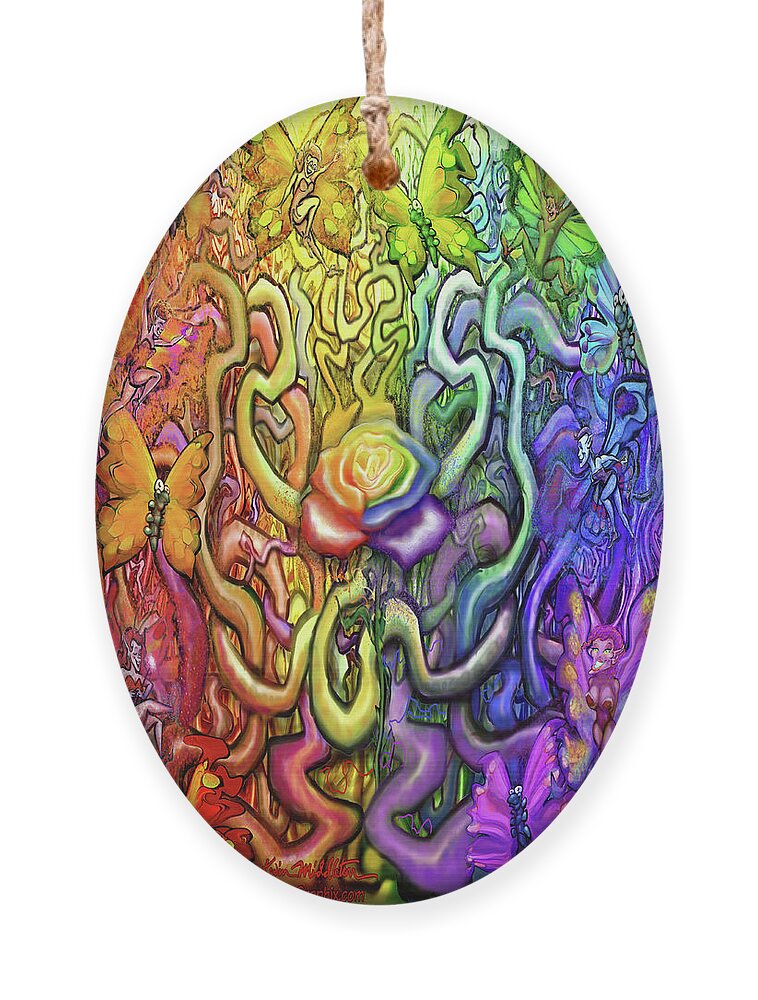 Rainbow Ornament featuring the digital art Interwoven Rainbow Magic by Kevin Middleton