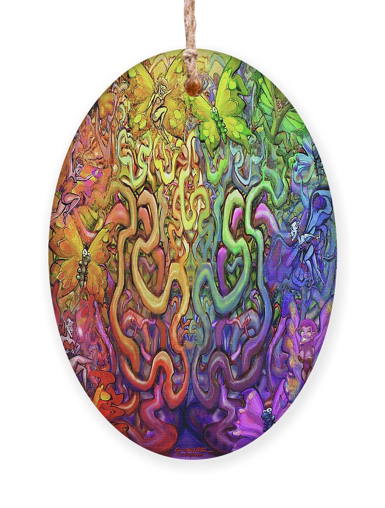 Twisted Ornament featuring the digital art Twisted Rainbow Magic by Kevin Middleton