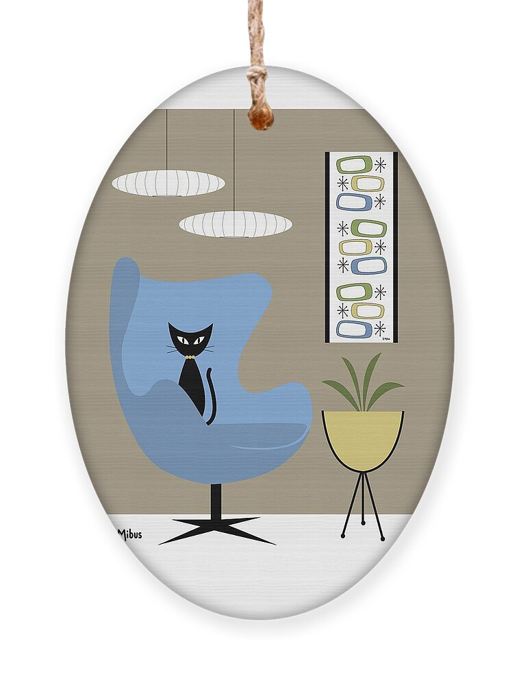Mid Century Cat Ornament featuring the digital art Mid Century Cat with Mini Oblongs by Donna Mibus