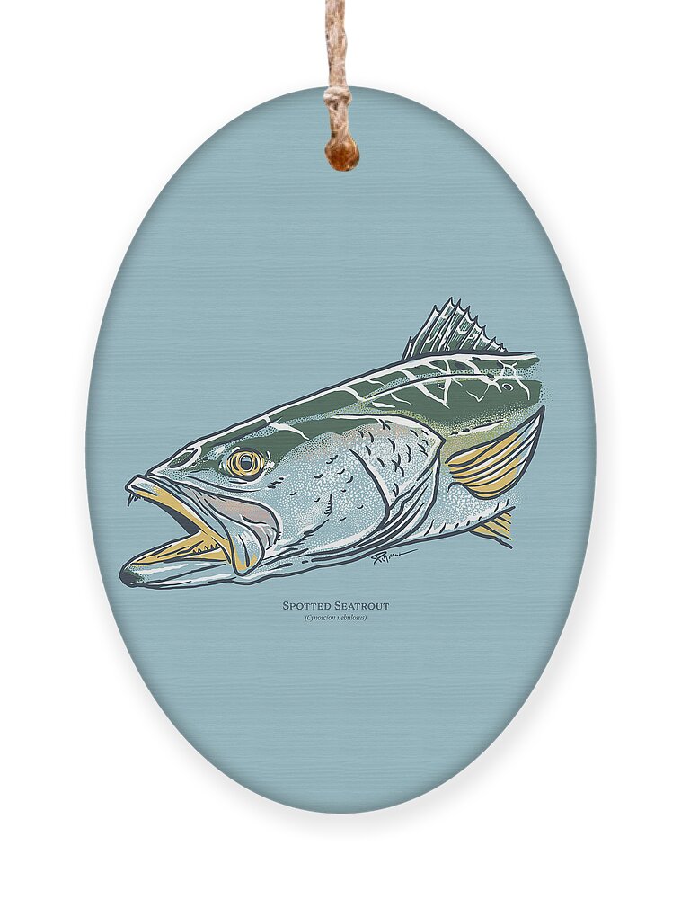 Spotted Seatrout Ornament featuring the digital art Spotted Seatrout by Kevin Putman