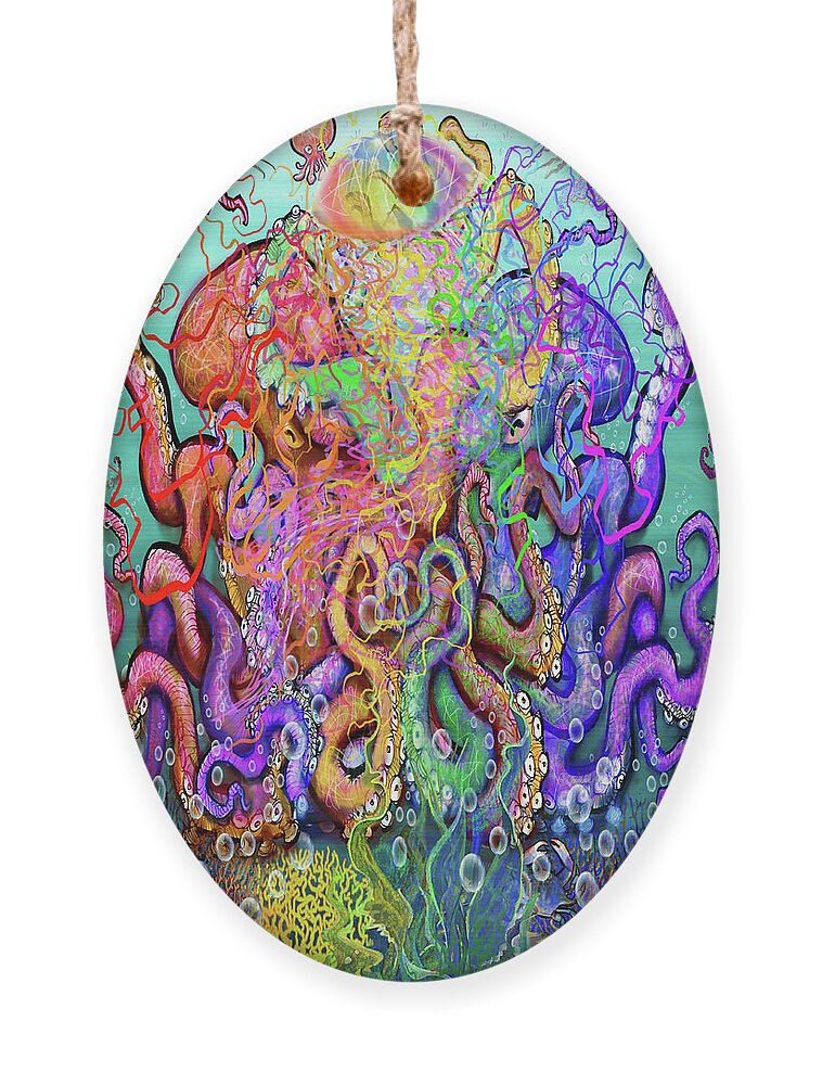 Octopus Ornament featuring the digital art Twisted Tango of Tentacles by Kevin Middleton