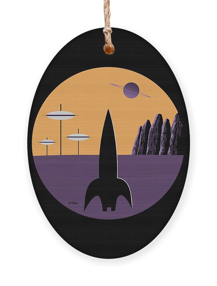 Science Fiction Ornament featuring the digital art Outer Space Scene in Purple by Donna Mibus