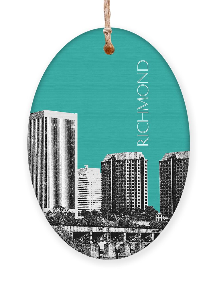 Architecture Ornament featuring the digital art Richmond Skyline - Teal by DB Artist