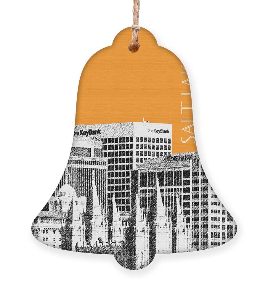 Architecture Ornament featuring the digital art Salt Lake City Skyline - Orange by DB Artist