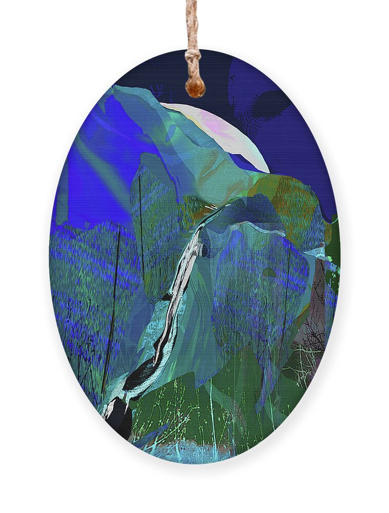 Asheville Ornament featuring the mixed media Asheville- Blue Ridge Mountain Moon Rise by Zsanan Studio