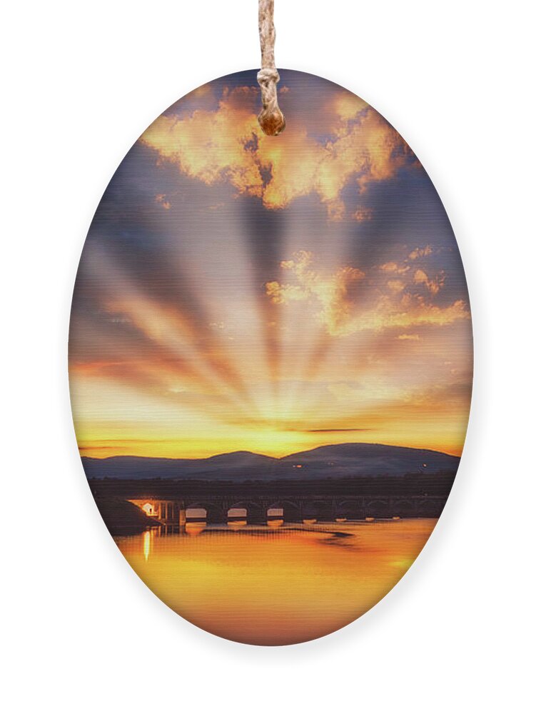 Ashokan Reservoir Ornament featuring the photograph Ashokan Reservoir Sunset by Susan Candelario