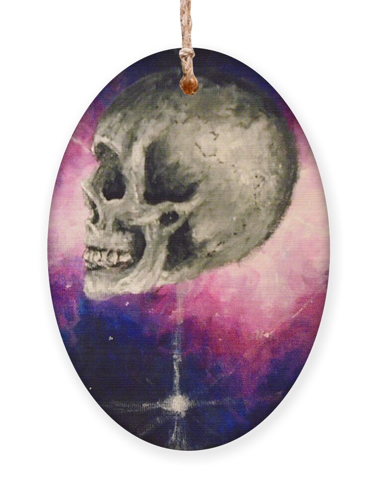 Skull Ornament featuring the painting Astral Projections by Jen Shearer