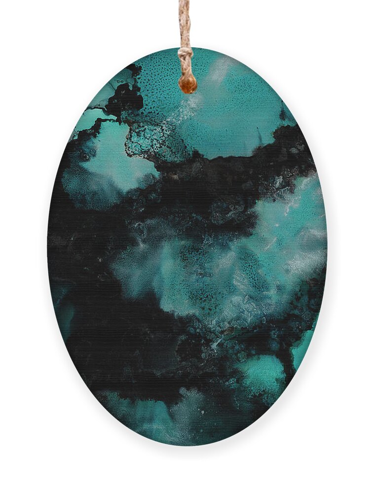 Teal Ornament featuring the painting Atoll by Tamara Nelson