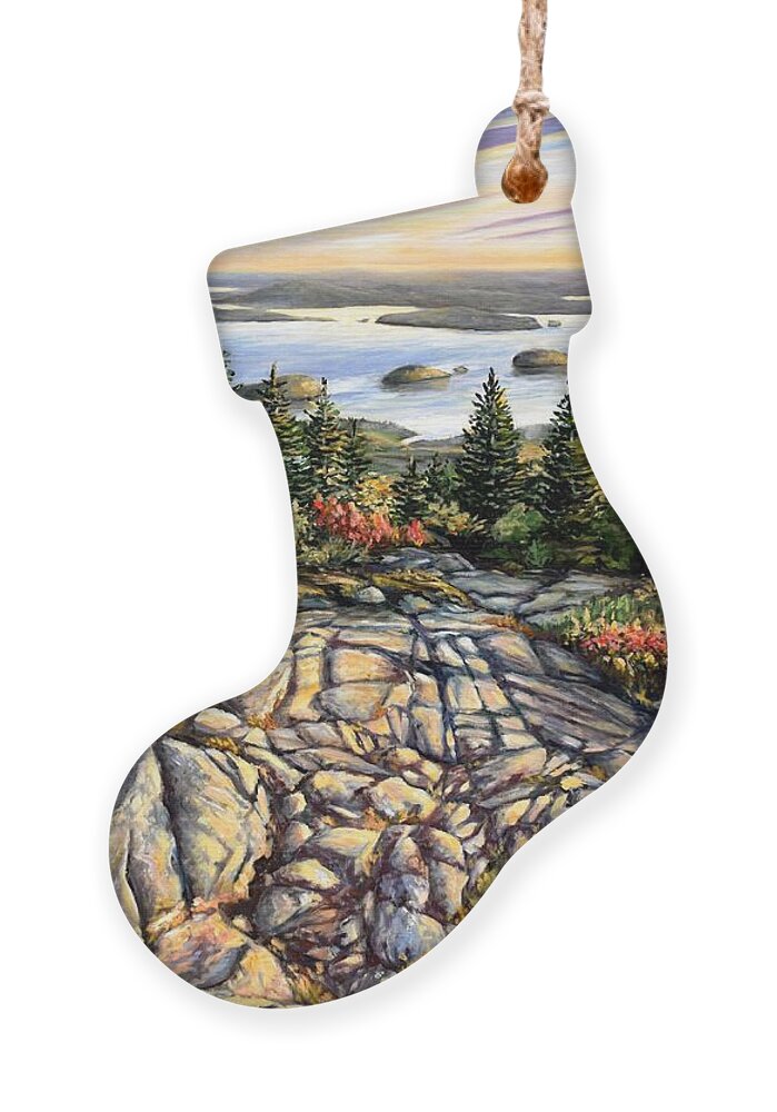 Cadillac Ornament featuring the painting Atop Cadillac Mountain by Eileen Patten Oliver