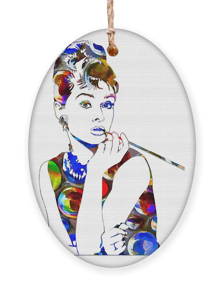 Audrey Hepburn Ornament featuring the mixed media Audrey Hepburn Breakfast At Tiffany's by Marvin Blaine