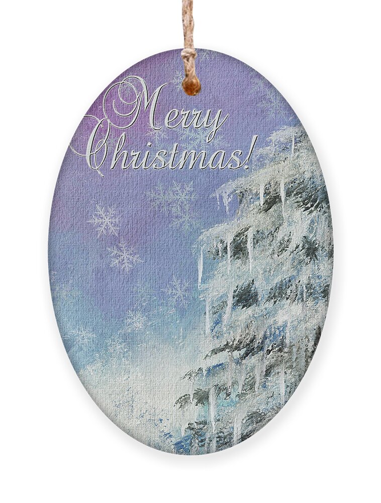 Tree Ornament featuring the digital art Aurora Tree In Snow Merry Christmas by Lois Bryan