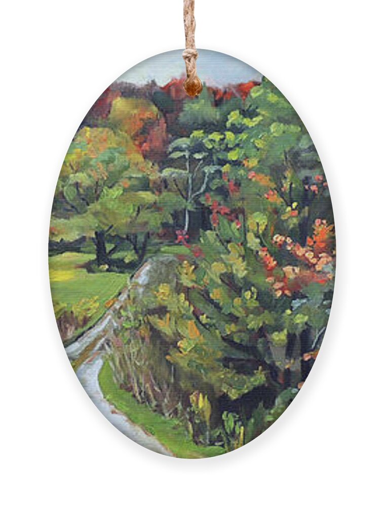 Autumn Ornament featuring the painting Autumn Explosion in Vermont by Nancy Griswold