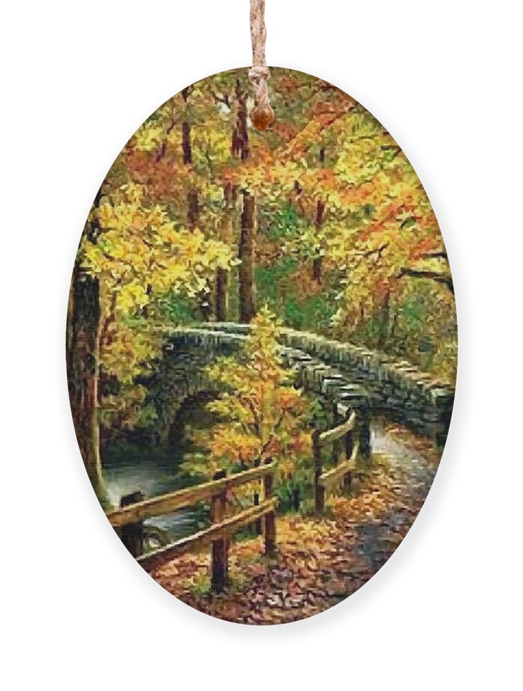 Autumn Ornament featuring the photograph Autumn Hiking Bridge In The Smoky Mountains by Sandi OReilly