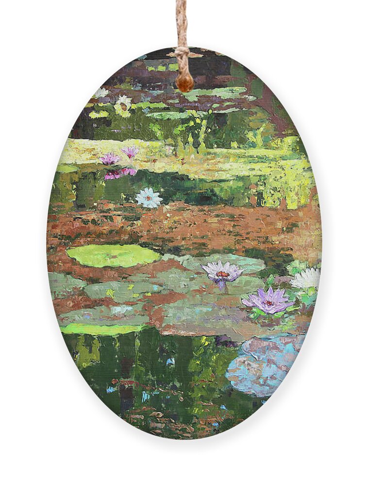 Water Lilies Ornament featuring the painting Autumn Impressions by John Lautermilch