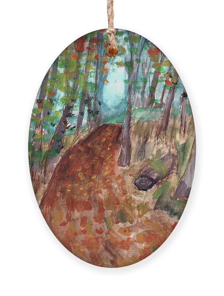 Autumn Ornament featuring the painting Autumn Leaves along the Trail by Christopher Reed