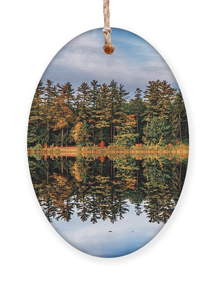Reflections Ornament featuring the photograph Autumn mirror reflections 1 by Lilia S