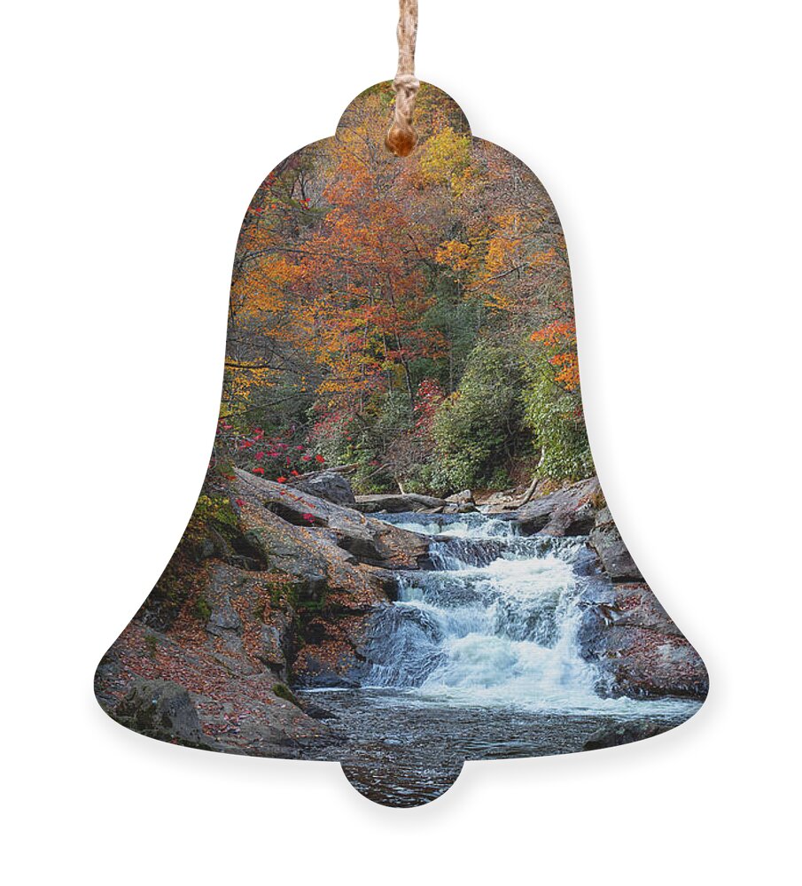 Cullasaja River Ornament featuring the photograph Autumn Rainbow On Cullasaja Falls by Dan Sproul