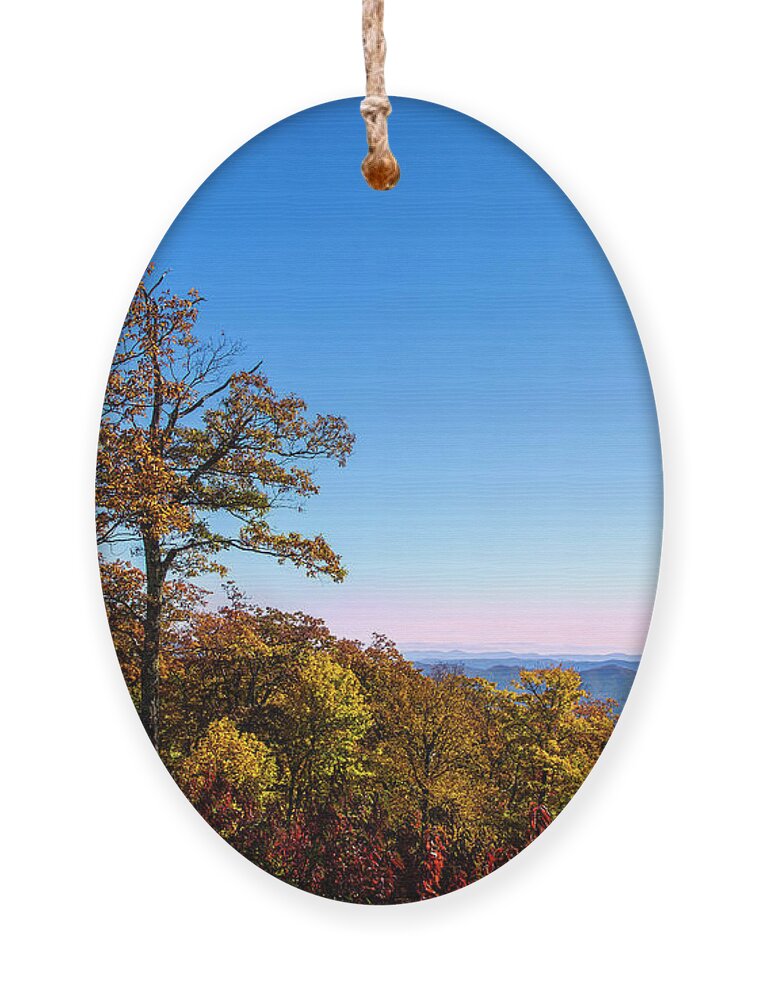 Autumn Ornament featuring the photograph Autumn Sunset in the Blue Ridges by Shelia Hunt