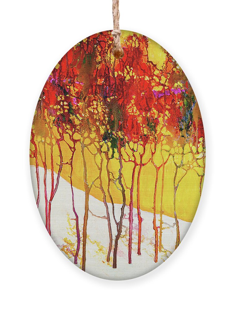 Abstract Ornament featuring the digital art Autumns Last Mosaic - Abstract Contemporary Acrylic Painting by Sambel Pedes