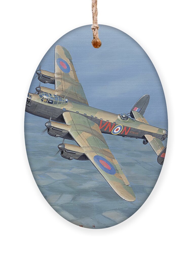 Aviation Ornament featuring the painting Avro Lancaster by Jack Fellows