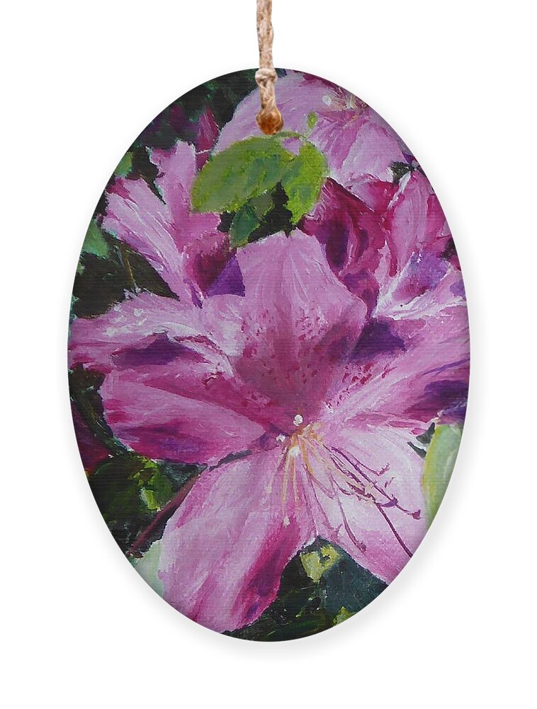 Flower Ornament featuring the painting Azaleas by Merana Cadorette