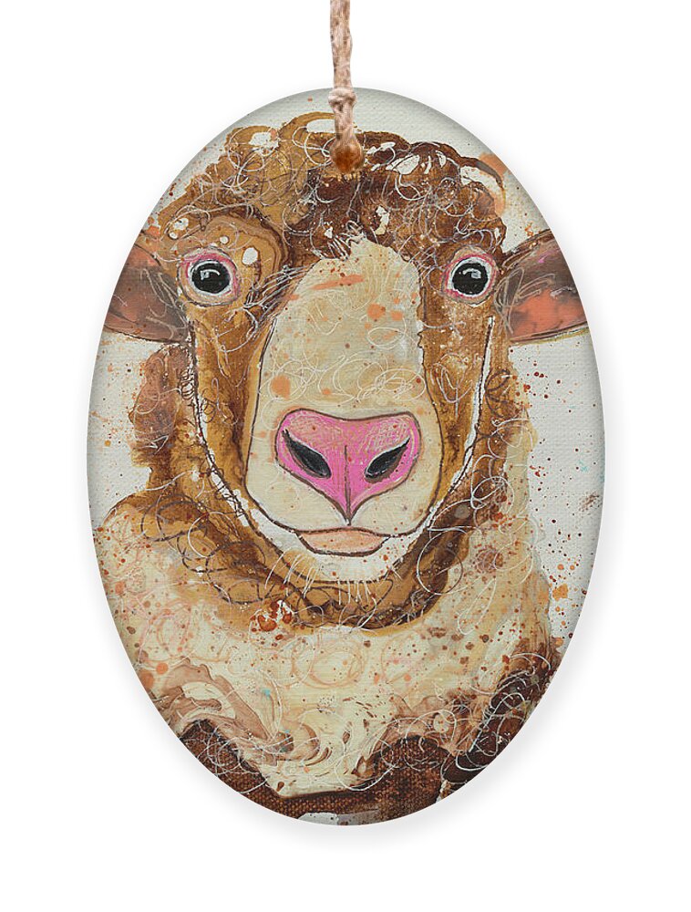 Sheep Ornament featuring the painting Baa Baa by Kasha Ritter
