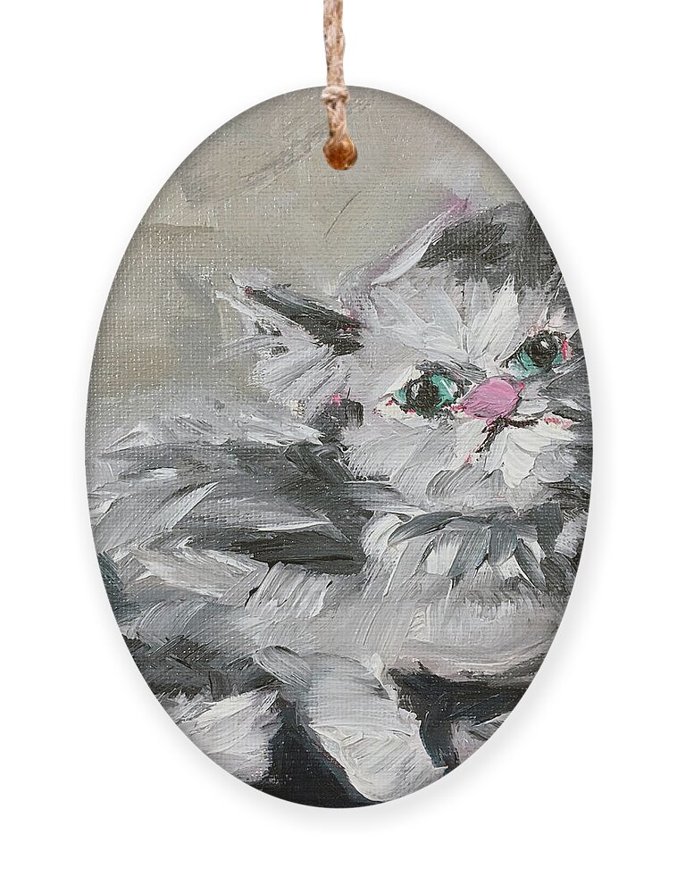 Pet Ornament featuring the painting Babe Persian Cat by Roxy Rich