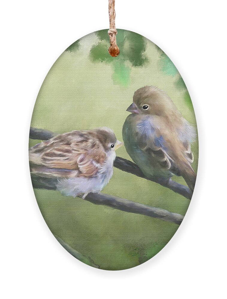 Birds Ornament featuring the digital art Baby Blues by Lois Bryan