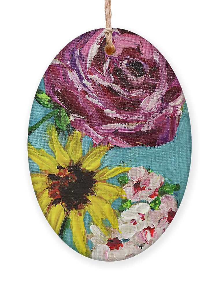 Roses Ornament featuring the painting Backyard Blooms by Roxy Rich