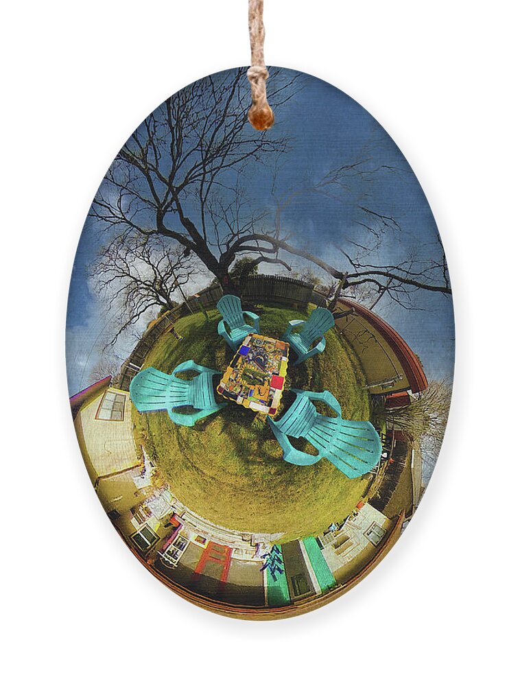 360° Ornament featuring the digital art Backyard Flight by Joe Houde
