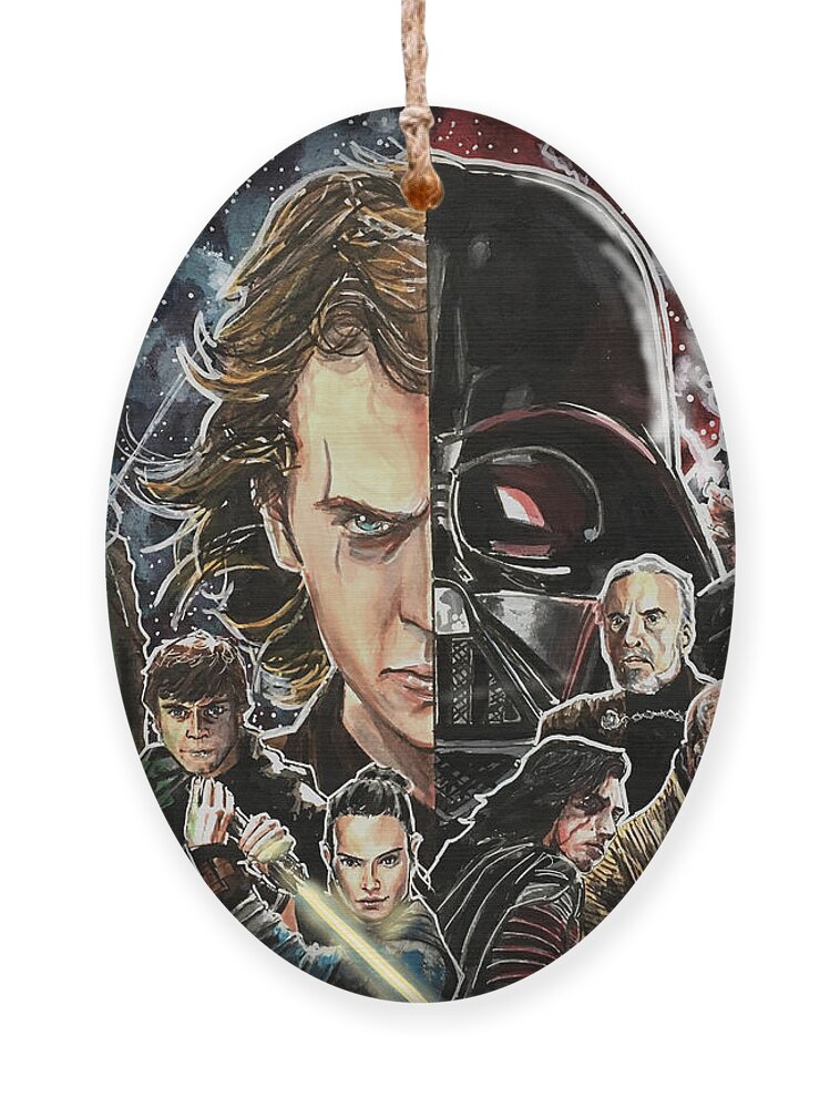 Star Wars Ornament featuring the painting Balance of the Force by Joel Tesch