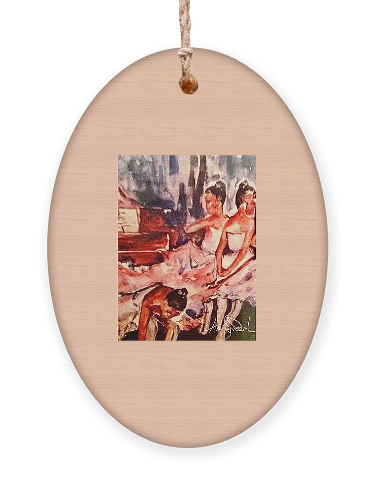  Ornament featuring the painting Ballerina girls by Angie ONeal
