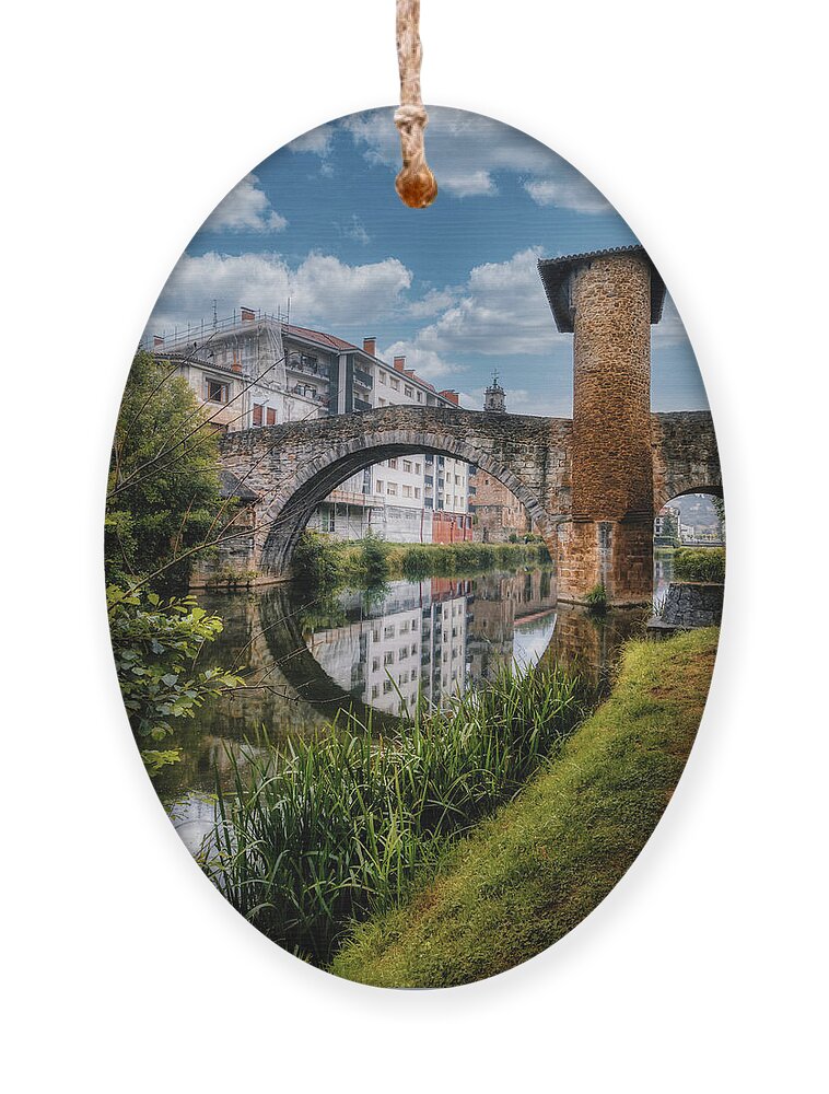Reflection Ornament featuring the photograph Balmaseda bridge by Micah Offman