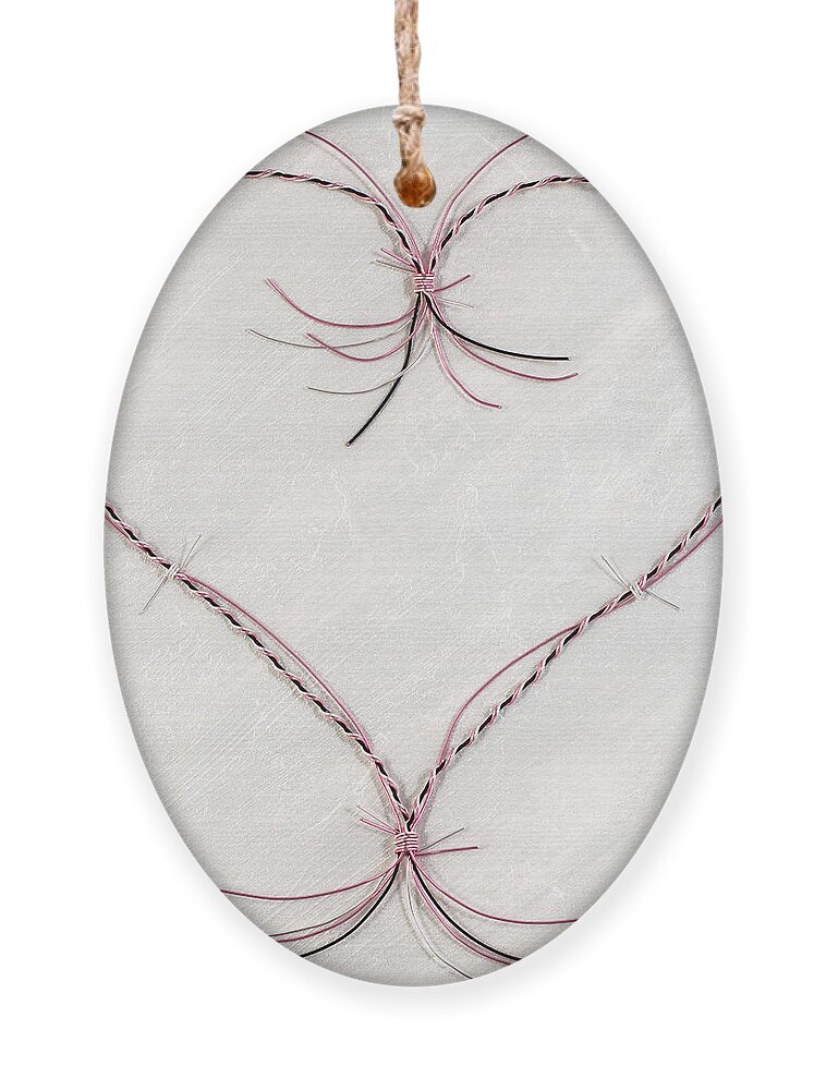Heart Ornament featuring the mixed media Barbed Heart-Pink on White by Tamara Nelson