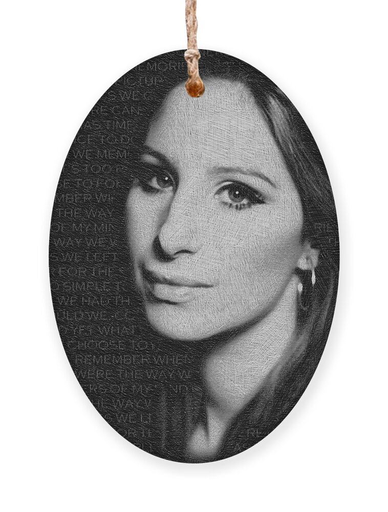 Barbra Streisand Ornament featuring the painting Barbra Streisand And Lyrics by Tony Rubino