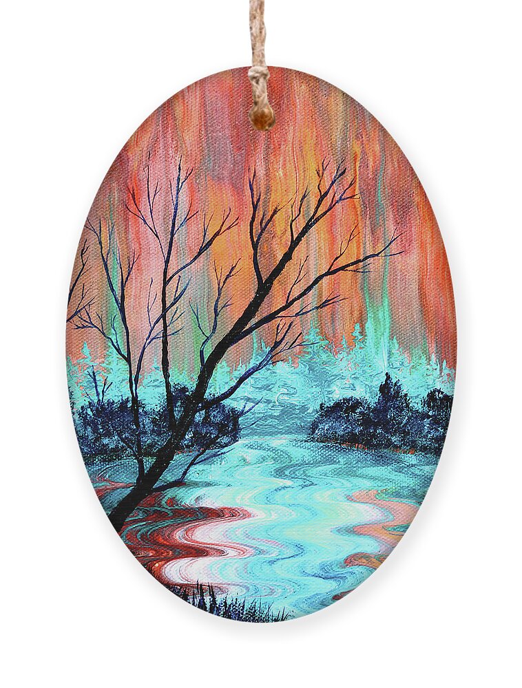 Marys River Ornament featuring the painting Bare Tree by Mary's River by Laura Iverson