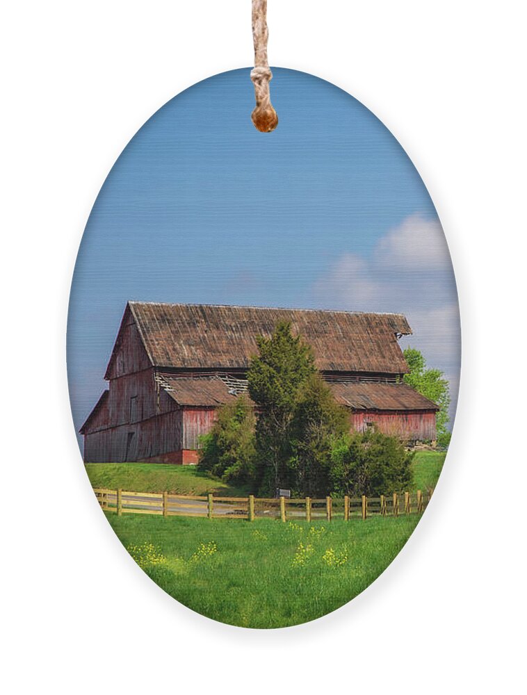 Barn Ornament featuring the photograph Barn on Hickory Hill I by Shelia Hunt