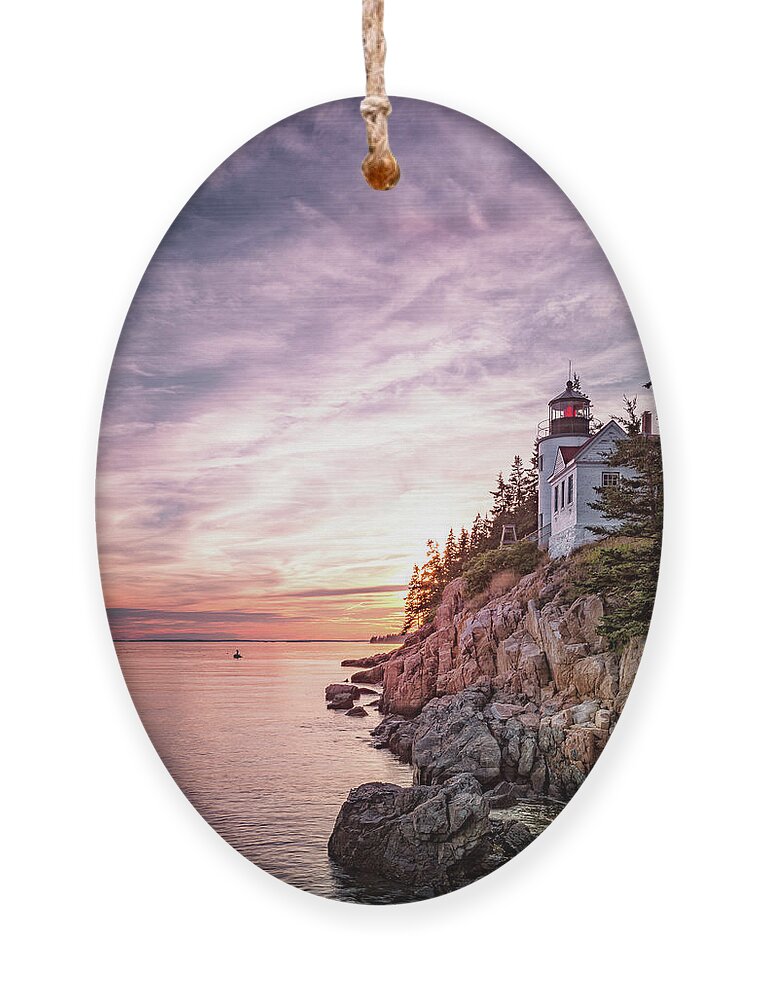 Acadia Ornament featuring the photograph Bass Harbor Sunset by Jeff Sinon