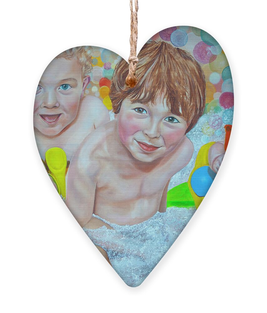 Bath Night Ornament featuring the painting Bath Night by James Lavott