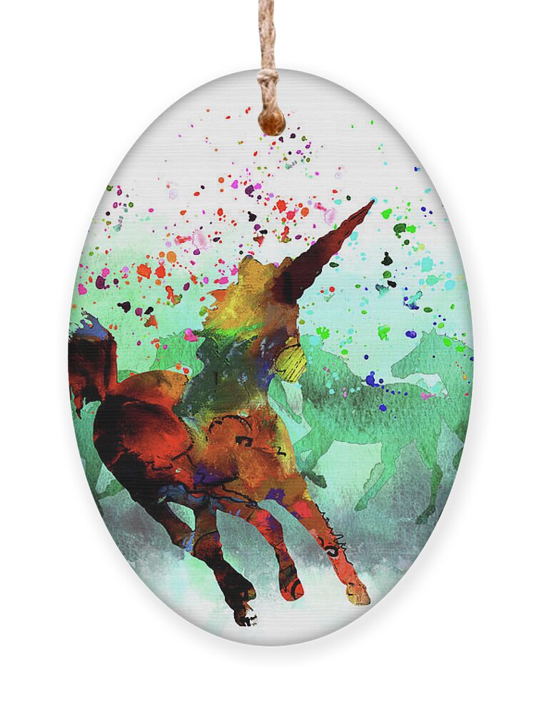Unicorn Ornament featuring the painting Be A Unicorn by Miki De Goodaboom