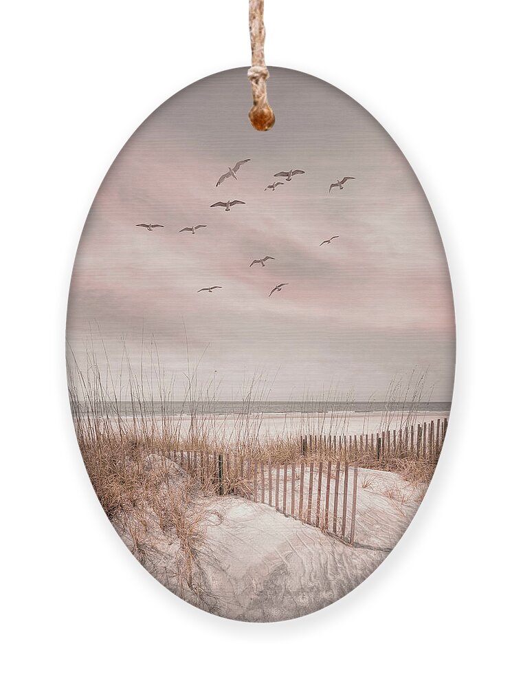 Dune Ornament featuring the photograph Beach Fences on the Cottage Sand Dunes in Square by Debra and Dave Vanderlaan