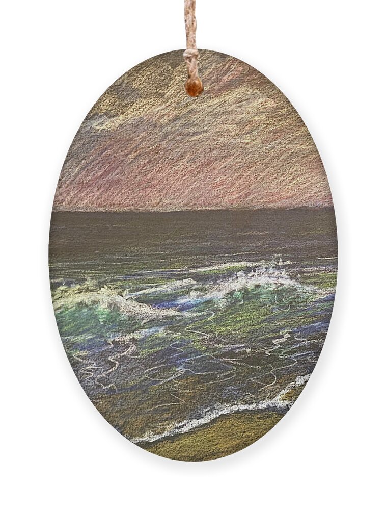 Beach Ornament featuring the drawing Beach In Colored Pencil by Larry Whitler