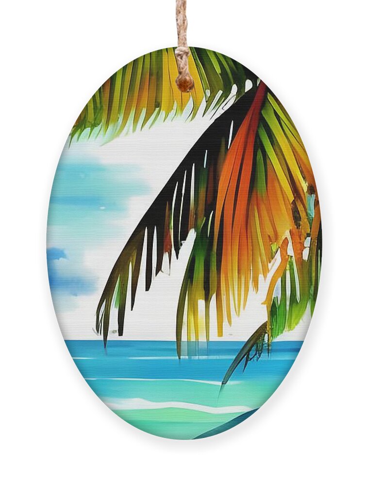 Beach Ornament featuring the digital art Beach Palm by Katrina Gunn